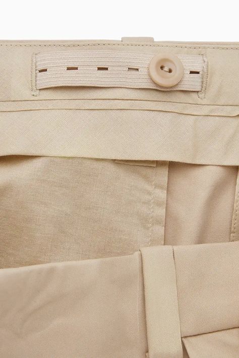 TAILORED SILK SHORTS - BEIGE - Shorts - COS Tailoring Techniques, Trousers Details, Beige Shorts, Pants Details, Bold Logo, Tailored Shorts, Silk Shorts, Tailored Pants, Beauty Collection