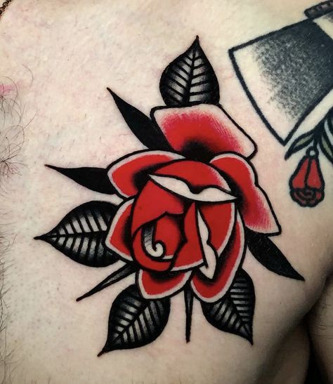 American Traditional Rose, Belfast Tattoo, Traditional Tattoo Flowers, Sailor Jerry Tattoos, Traditional Roses, Skeleton Hand Tattoo, Star Tattoo, Sailor Jerry, Traditional Tattoo Flash