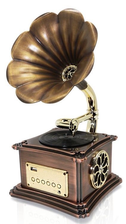 Choose our Vintage Phonograph Record Player!                        The vintage gramophone turntable is a true tribute to the retro charm of the past. This wireless multifunctional speaker embodies the essence of vintage with its antique brass design. In addition to playing vinyl records , this vinyl record player can also function as an authentic phonograph . It offers a unique and immersive listening experience, transporting you to the musical atmosphere of a bygone era. With its wireless connectivity , you can also stream your favorite music from compatible devices via Bluetooth. Enjoy the warm and authentic sound that emanates from this vintage gramophone turntable and let yourself be seduced by its retro look and timeless ambiance.     Style: Vintage phonograph     Material: Vinyl pl Vintage Gramophone, Phonograph Record, Telephone Vintage, Vintage Record Player, Vinyl Player, Turn Table Vinyl, Vintage Props, Vinyl Record Player, Image Fun