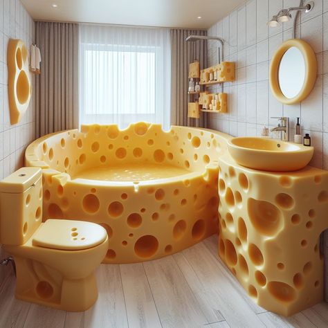 Cheese-Inspired Bathroom Design: Fun and Unique Bathroom Style Crazy Bathrooms, Weird Furniture, Dream Bedroom Inspiration, Amazing Bedroom Designs, Cool Kids Bedrooms, Cute Diy Room Decor, Furniture Details Design, Unique Bathroom, Cute Bedroom Decor