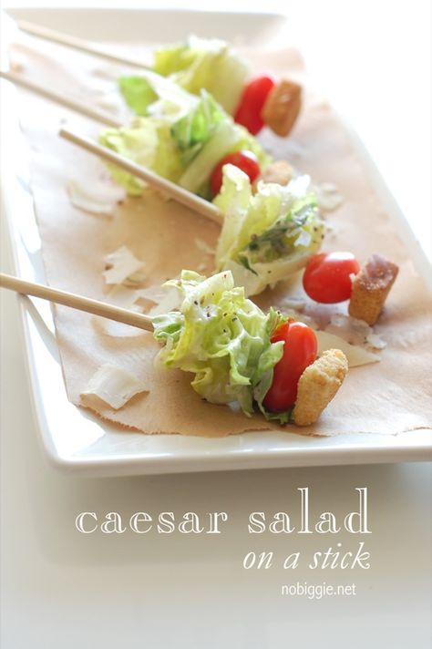 An easy way to serve salad as a finger food. Make it a caesar salad on a stick or strawberry poppy seed. The options are endless :) Salad On A Stick, Holiday Party Appetizers, Bites Recipes, Enjoy Your Meal, Fruit Kabobs, Rainbow Fruit, Appetizer Bites, Favorite Appetizers, Finger Food Appetizers