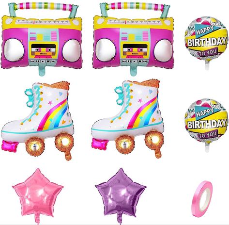 8 PCS Rainbow Roller Skate Balloons Inflatable Radio Boombox Props for 80s 90s Party Decorations Retro Theme Hip Hop Birthday Party Back to the 80S 90S decorations #party #birthday #birthdayparty #balloons #birthdaygirl #retro #rollerskating #balloondecor #rainbow #decorationideas #ideas #hiphopstyle 90s Decorations, 80s 90s Party, Hip Hop Birthday Party, 90s Party Decorations, Balloon Dance, Wedding Anniversary Party Decorations, Hip Hop Birthday, Happy Balloons, Back To The 80s