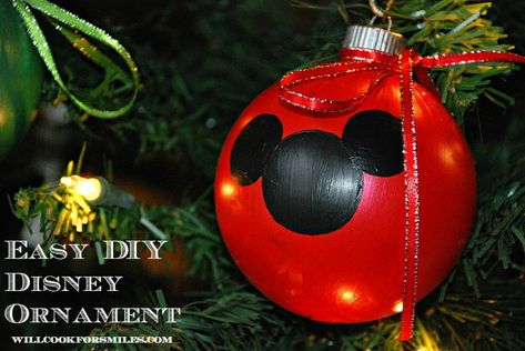 Easy DIY Disney Ornaments - Will Cook For Smiles Disney Craft Ideas, Disney Money Jar, Diy Disney Ornaments, Disney Ornaments Diy, Disney Crafts For Kids, Mickey Mouse Christmas Ornament, Disney Themed Food, Minnie Ornaments, Disney Craft