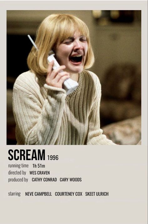 1996 Scream, Movie Polaroids, Movies Minimalist, Scream Movie Poster, Scream Movies, Scream 1996, Indie Movie Posters, Scream 1, Collage Pics