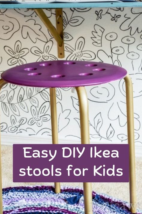 These Marius Ikea stools are perfect for a kids desk chair Ikea hack Marius Stool Hack, Ikea Marius, Ikea Desk Chair, Upholstered Window Seat, Homeschool Room Decor, Homeschool Room Design, Ikea Stool, Stool Makeover, Ikea Desk Hack