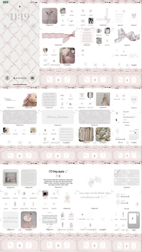 Pink Coquette Aesthetic, Pink Wallpaper Laptop, Phone Layouts, Ios Homescreen, Iphone Home Screen Layout, Phone Inspo, Pretty Phone Wallpaper, Collage Phone Case, Phone Ideas