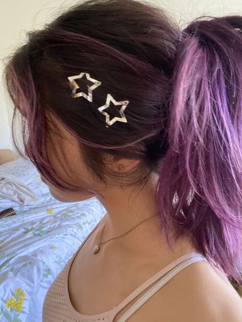 Dark Brown Hair With Purple, Purple Red Hair, Fairy Hair, School Hair, Dyed Hair Inspiration, Dye Colors, Pretty Hair Color, Star Hair, Hair Stylies