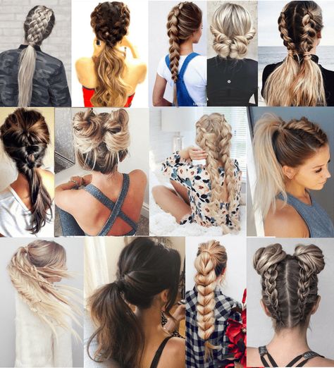 13 Hairstyles Perfect For The Gym - Cassie Scroggins Airport Hairstyles Travel Hair, Ponytail Mohawk, Airport Hairstyles, 13 Hairstyles, Mohawk Ponytail, French Plait, Gym Hair, Pull Through Braid, Easy Hairstyles For School