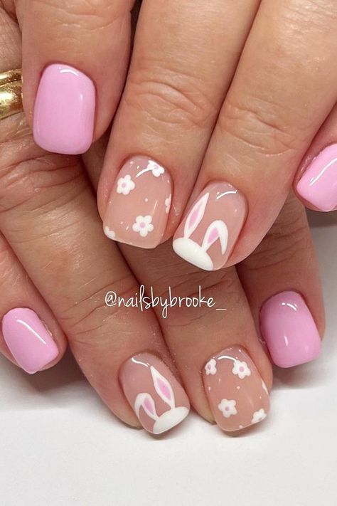 Pastel Nail Art, Heart Nail Designs, Easter Nail Designs, Bunny Nails, Easter Nail Art, Acrylic Nail Kit, Nails For Kids, Easter Nails, Pink Acrylic Nails