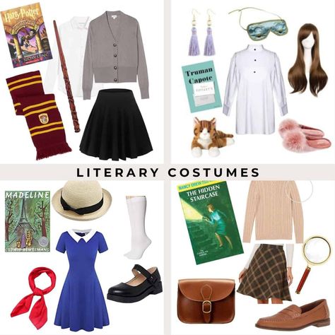 Channel Your Favorite Book Character With These Literary Costumes Book Characters Halloween Costumes, Book Costumes For Adults, Easy Diy Book Character Costumes, Literary Character Costumes, Halloween Costumes Book Characters, Book Character Costumes For Adults, Story Book Character Costumes, Book Character Halloween Costumes, Children's Book Characters Costumes