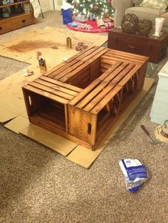 Crate Crafts Diy, Crate Painting, Wooden Crates Crafts, Wine Crate Table, Wooden Crates Projects, Wine Crate Coffee Table, Wine Crate Shelf, Wooden Crate Furniture, Senior Breakfast