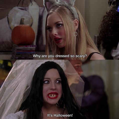 🎃Happy Halloween guys👻 • Mean Girls 2004 ‧ Teen film/Comedy ‧ 1h 37m • #meangirls #movie #movies #moviequotes #quotes #moviequote #quote #lindsaylohan #rachelmcadams #amandaseyfried #laceychabert #00s #2000s Comedy Movie Quotes, Mean Girls 2004, Mean Girl 3, Mean Girls Halloween, Mean Girl Quotes, Mean Girls Movie, Can't Buy Me Love, Teen Witch, Cruel Intentions