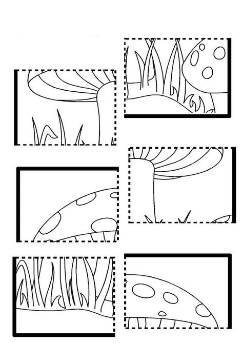 Mushroom Puzzle, Autumn Puzzle, Mushroom Crafts, Fall Art Projects, Puzzle Crafts, Fall Coloring Pages, Autumn Crafts, Autumn Activities, Preschool Art