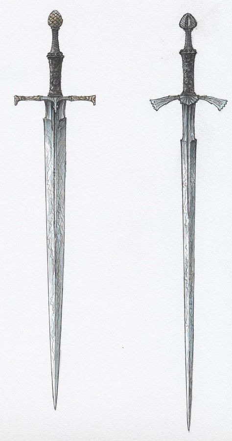 Dark Fantasy Swords Illustration, Longsword Drawing, Fantasy Longsword Designs, Medieval Swords Illustration, Fantasy Swords Illustration, Longsword Design, Swords Reference Drawing, Greatsword Art, Fantasy Swords Concept Art