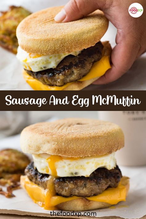 Start your day with a delicious McDonald's sausage and egg McMuffin. This recipe comes in just no time with just a few pantry ingredients. Enjoy the melty cheese and flavorful beef patty sausage in every bite. Click on the link provided to check the recipe. #mcdonaldssausageeggmcmuffin #copycatmcdonaldssausageeggmcmuffin #mcdonaldssausageandeggmcmuffinrecipe Sausage Egg Mcmuffin, Egg Mcmuffin Recipe, Muffin Egg, Sausage And Egg Mcmuffin, Egg Mcmuffin, Bacon And Cheese, Pantry Ingredients, Australia Food, Bacon Sausage