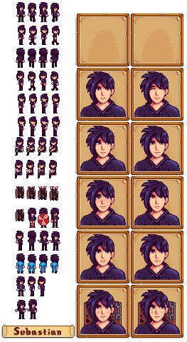 The Spriters Resource - Full Sheet View - Stardew Valley - Sebastian Star Dew Valley Sebastian, Strawdew Valley Sebastian, Stardew Valley Beta Designs, Sebby Stardew Valley, Stardew Valley Mods Sebastian, Sebastian Stardew Valley Sprite, Stardew Sebastian Fanart, Sebastian X Male Farmer, Sebastian Stardew Valley Icon