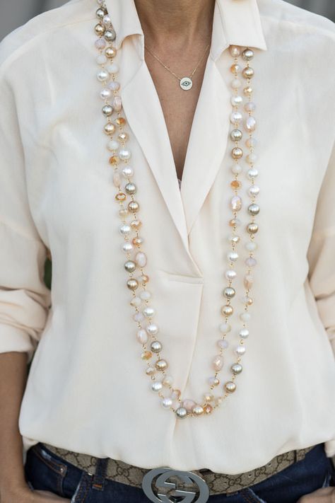 Mixing Fall Neutrals And Rich Textures – Just Style LA White Necklaces, Fall Neutrals, Handmade Jewlery, Over 60 Fashion, Wardrobe Planning, Long Necklaces, Beading Ideas, 60 Fashion, Over 50 Womens Fashion