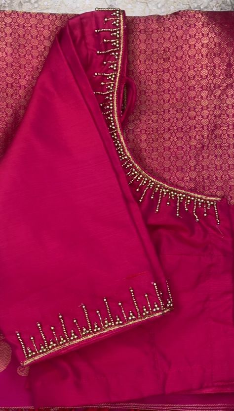 V Neck Blouse Work Design, 700 Range Aari Work Blouse, Easy Aari Work Designs, Pink Aari Work Blouse Designs, 1000 To 1500 Range Aari Work Blouses, 500 Rs Aari Work Design, Simple Aari Work Blouse Design For Pattu Saree, Aari Work Simple Design, Simple Saree Blouse Designs