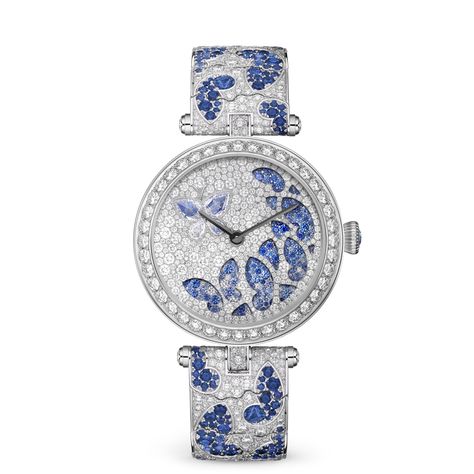 VC&A Lady Nuit des Papillons SIHH 2016 Van Cleef Watch, Van Cleef & Arpels, Vvs Diamond, Round Sapphire, Gold Caps, Womens Watches Luxury, White Gold Bracelet, Mechanical Movement, Van Cleef Arpels