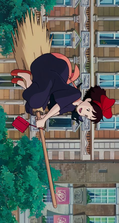 Kiki Delivery Service Poster, Studio Ghibli Movie Scenes, Ponyo Laptop Wallpaper, Kiki Delivery Service Wallpaper Desktop, Anime Computer Wallpaper, Studio Ghibli Background, Japanese Animated Movies, Ghibli Artwork, Ghibli Studio