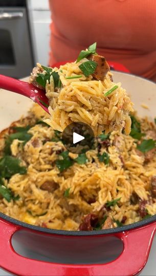 1.8M views · 15K reactions | Yummy one pot dinner (chicken sausage with orzo) | Yummy one pot dinner (chicken sausage with orzo) Olivia uses boursin cheese, orzo, sundried tomatoes, chicken sausage, minced garlic, olive oil,... | By Olivia | Facebook Chicken Sausage With Orzo Boursin, Cheese Orzo, Boursin Recipes, Batch Meals, Food Pop, Kielbasa Recipes, Boursin Cheese, Sausage Casserole, Rice Dinner