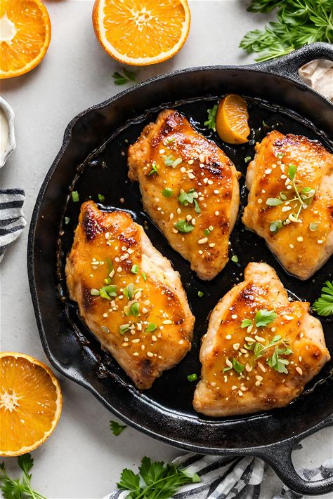 Orange Ginger Chicken Grilled Orange Chicken Recipe, Oven Orange Chicken, Betr Meals, Oven Baked Orange Chicken, High Protein Orange Chicken, Healthier Orange Chicken, Betr Recipes, Orange Ginger Chicken, Baked Orange Chicken