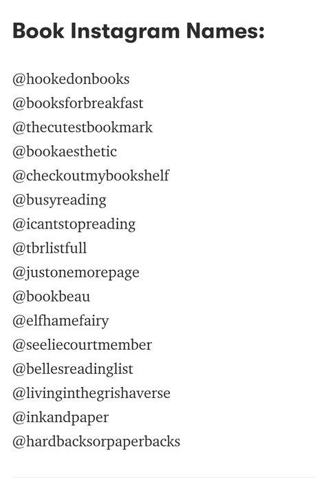 Instagram Page Names Ideas, Book Account Names, Booktok Name Ideas, Username For Bookstagram, Book Account Names Ideas, Instagram Username Ideas For Book Lovers, Book Username Ideas, Booktok Username Ideas, Wattpad Bio Ideas