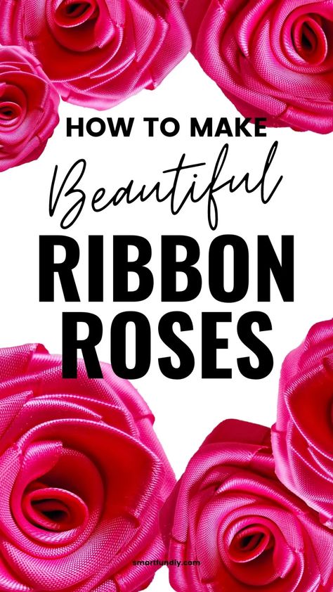 The easy way to make DIY ribbon roses! Follow this how-to VIDEO tutorial with each step to make handmade ribbon flowers and roses without sewing. Making Roses Out Of Ribbon, Ribbon Roses Diy Easy, How To Make Ribbon Roses, Ribbon Roses Tutorial, Bow Bouquet, Crepe Paper Flowers Diy, Cheap Ribbon, Ribbon Flowers Diy, Diy Lace Ribbon Flowers