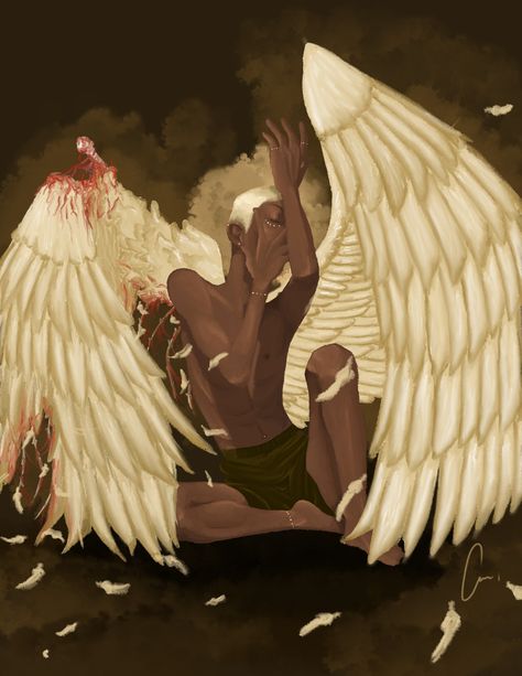 A winged man injured by an event that leads to a better realization that hardships lead to blood and pain yet everything will heal and will be ok. Injured Wings Drawing, Winged Man, Winged People, Moral Of The Story, Wings Drawing, Animated Man, Drawing Styles, Wings Art, Random Drawings