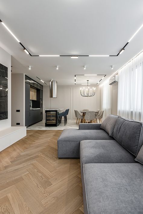 Coswick oak Pastel herringbone hardwood flooring was used in the project. Designer: Evgeniya Gul. Coswick dealer: Respect Home. #Coswick #Hardwood #Flooring #oakflooring #parquet #parquetflooring