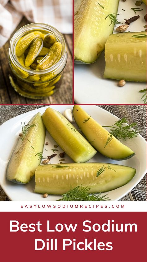 Dinner Recipes Low Sodium, Low Sodium Appetizers, Low Sodium Crockpot Recipes, Low Sodium Sides, Low Sodium Side Dishes, Low Sodium Dinner Recipes, Easy Dill Pickles, Homemade Dill Pickles, Easy Low Sodium Recipes