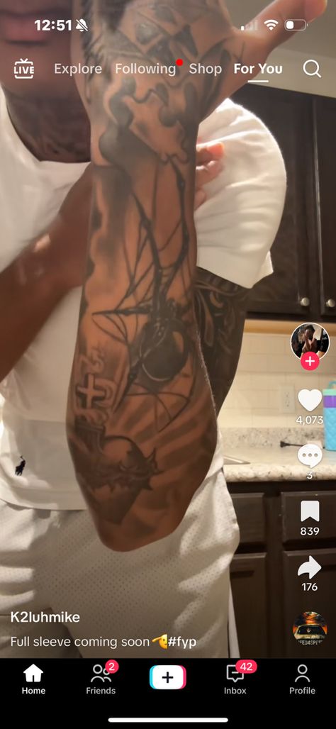 Golden Child Tattoo, Shoulder Tattoo Black Men, Tattoo Black Men, Child Tattoo, Tattoo Black, Golden Child, Shoulder Tattoo, Black Tattoos, Full Sleeve