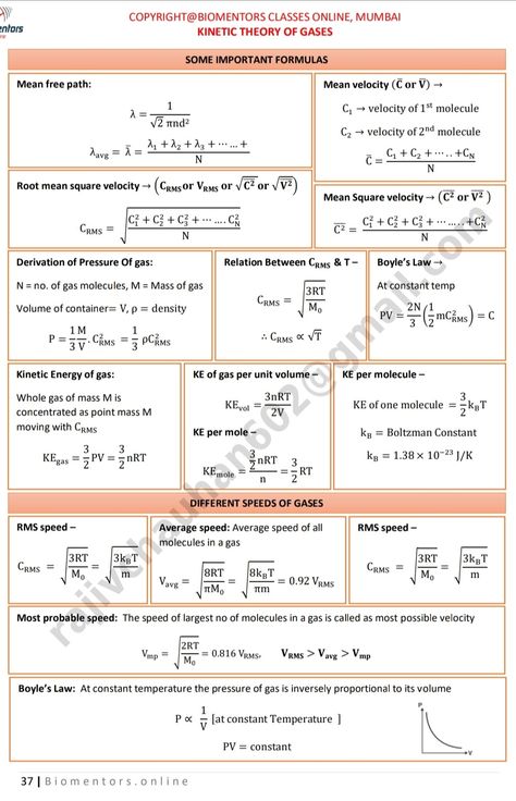 Kinetic Theory Of Gases Notes, Physics Flashcards, Neet 2024, Formula Sheet, Kinetic Theory, Basic Anatomy, Physics Concepts, Learn Physics, Physics Formulas