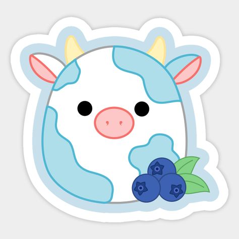 Cute blueberry cow -- Choose from our vast selection of stickers to match with your favorite design to make the perfect customized sticker/decal. Perfect to put on water bottles, laptops, hard hats, and car windows. Everything from favorite TV show stickers to funny stickers. For men, women, boys, and girls. Cute Stickers Aesthetic Kawaii, Kawaii Cows, Indie Stickers, Cute Little Stickers, Cute Blueberry, Blueberry Cow, Cow Stickers, Hello Kitty Wallpaper Hd, Cow Drawing