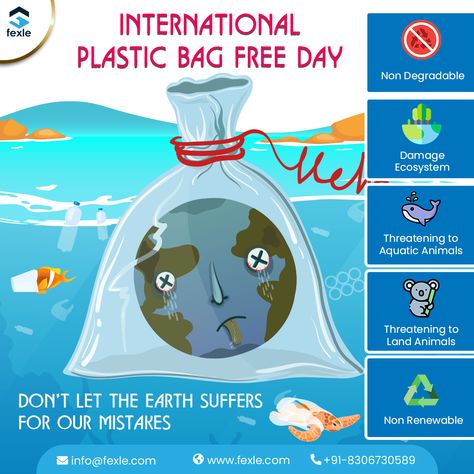 #PlasticBags are hazardous to the environment. This #InternationalPlasticBagFreeDay let’s pledge to stop using plastic bags & do our bit for the planet. As an alternative let's practice use cloth or jute bags & spread awareness about harmful effects of use of Plastic. #PlasticBagFreeDay #Fexle Plastic Bags Pollution, Eliminating Single Use Plastics Poster, Stop Using Plastic Posters, Bond Paper Design, Water Pollution, Booklet Design, Bond Paper, Use Of Plastic, School Related