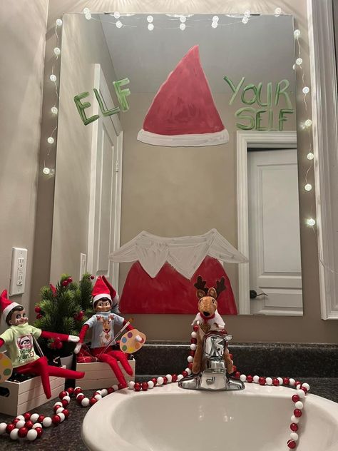 Elf On The Shelf Ideas Draw On Mirror, Elf On The Shelf Elf Yourself Mirror, Elf Selfie Mirror, Elf Writing On Mirror, Elf Mirror Ideas, Elf Yourself Mirror, Elf On The Shelf Mirror Ideas, Elf Mirror, Elf Selfie