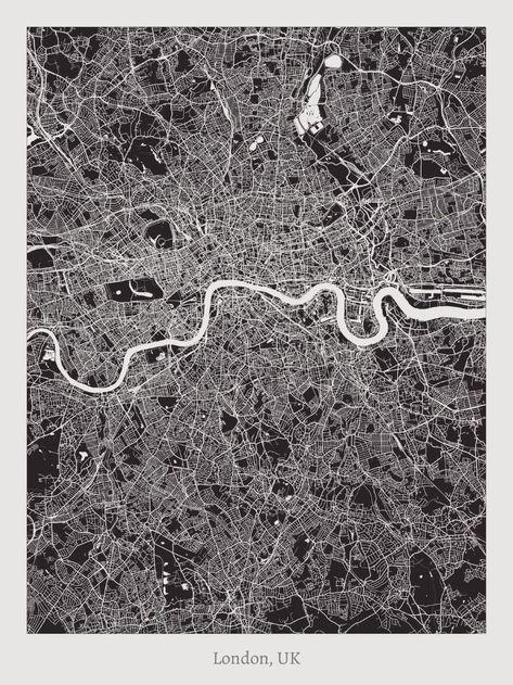 10 New & Unique Minimalist Artistic Maps Of London - Randomly London London Map Poster, Uk Map, City Grid, Map Of London, Light Grid, Mellow Colors, Isle Of Dogs, Unique Maps, London Map