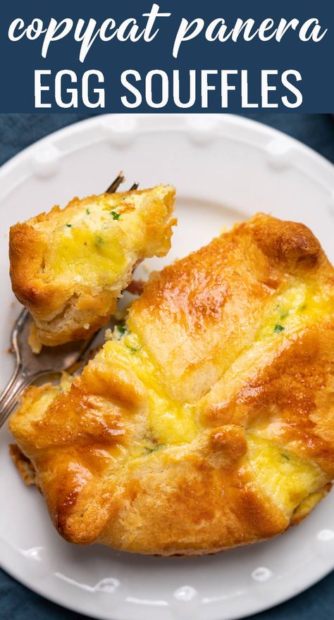 Eggs And Crescent Rolls, Bacon Souffle Recipes, Bacon Gouda Souffle Caribou, Four Cheese Souffle Panera, Panera Quiche Egg Souffle, Egg And Cheese Souflee, Crescent Roll Breakfast Recipes Eggs, Breakfast Souffle Casserole, Egg Suffle Recipe