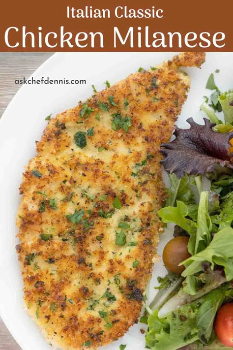 Chicken Milanese is an Italian Classic that's easy to make and can be on your dinner table in less than 30 minutes. Add a side salad to this restaurant-quality dish, and you've got the perfect weeknight meal. Lunch Italian, Milanese Recipe, Saltimbocca Recipe, Bean Soups, Chicken Saltimbocca, Chicken Milanese, Restaurant Style Recipes, Chicken Cutlet, Chicken Schnitzel