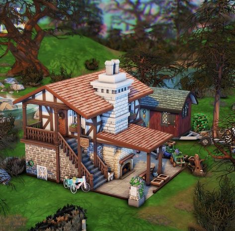 Ts4 Builds, Sims 4 Cottage, Sims 4 House, Sims 4 House Plans, Sims 4 House Building, Sims Ideas, Sims 4 House Design, Sims Building, Casas The Sims 4