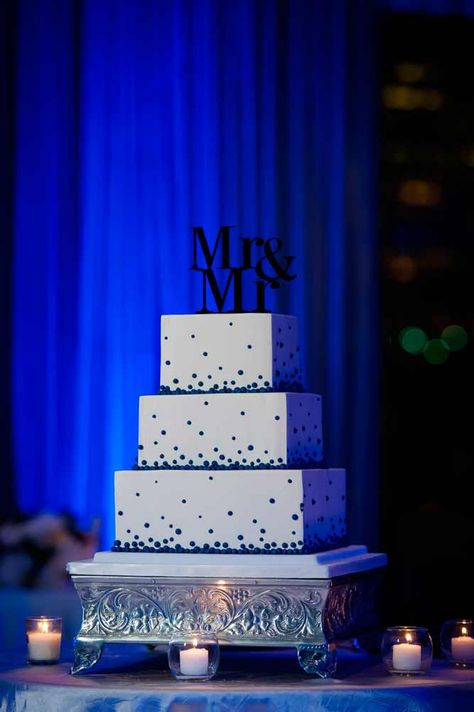 Navy and Gray Chicago Winter Gay Wedding | Equally Wed - LGBTQ Weddings Gay Wedding Ideas Decor, Wedding Shower Food, Gay Wedding Cakes, Lgbtq Weddings, Funny Wedding Cakes, Chicago Winter, Monogram Cake Toppers, Wedding Entrance Decor, Groom Wedding Cakes