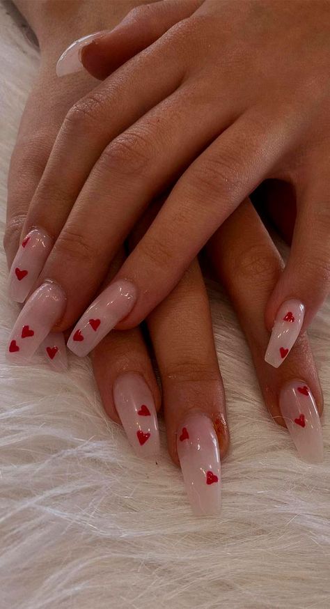 valentine's Day nails simple, valentine French nails, pink Valentine's nails, Valentine's nails short, valentine's day nails 2023,  valentines nails 2023, valentine nail designs almond shape, valentine's day nails red, red nails, pink nails Ombre Nude Nails, Valentines Day Nails Ideas, Nails With Red, Valentines Day Nails, Valentine Nails, Nails 2024, Red Hearts, Valentines Nails, Nude Nails