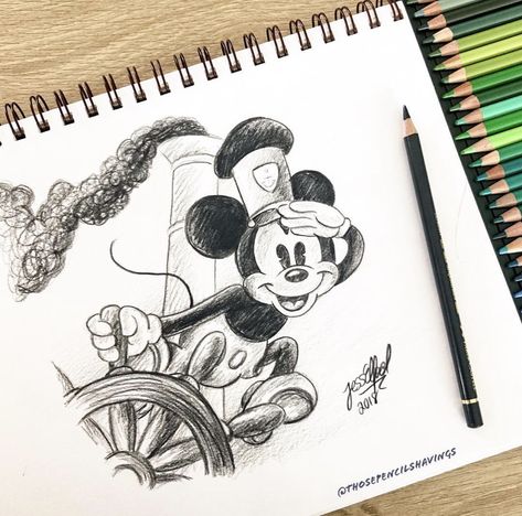 Disney Drawing Ideas, Disney Character Sketches, Disney Sketchbook, Disney Drawings Sketches, Steamboat Willie, Disney Art Drawings, Cool Pencil Drawings, Disney Sketches, Easy Drawings Sketches