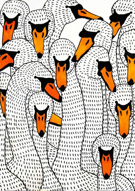 Art And Illustration, Student Art, Bird Art, Linocut, Art Classes, Doodle Art, Ducks, Pattern Art, Animal Art