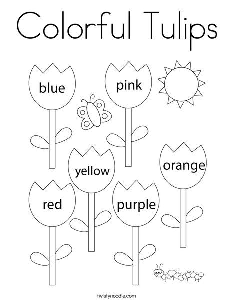 Coloring Worksheets For Kindergarten, Color Worksheets For Preschool, Spring Worksheet, Easter Worksheets, Colorful Tulips, Twisty Noodle, Kindergarten Coloring Pages, Kids Worksheets Preschool, Preschool Coloring Pages