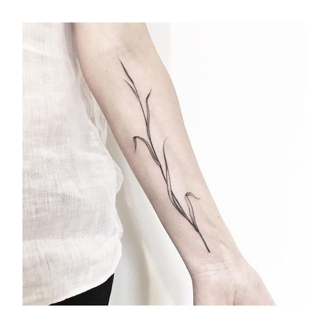 Blade of grass tattoo inked on the left forearm by @vlada.2wnt2 Grass Tattoo, Related Tattoos, Blade Tattoo, Branch Tattoo, Insect Tattoo, Beautiful Flower Tattoos, Tattoo Cover-up, Subtle Tattoos, Nature Tattoos