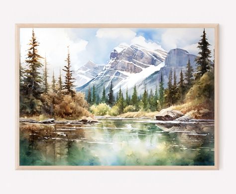 Banff National Park Canada Art Print, Banff National Park Painting, Banff National Park Watercolor Art, Watercolor Painting Gift . 🔹 MATCHING ITEMS: https://www.etsy.com/shop/SunnyTaraTet?ref=seller-platform-mcnav&search_query=Banff - Giclee print on acid-free archival paper. - Printed from original watercolor painting. - SIZES: You can choose from the following available standard sizes: 5x7 inches 8x10 inches 11x14 inches 12x16 inches 12x18 inches 16x20 inches 18x24 inches 20x30 inches 24x36 i National Park Painting, National Park Watercolor, Park Watercolor, Park Painting, Banff National Park Canada, Canada National Parks, Banff Canada, Parks Canada, Art Watercolor Painting