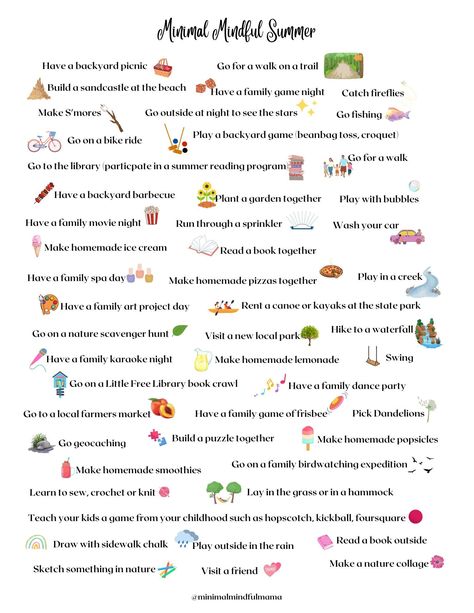 Need ideas of free or cheap things to do with your kids this summer? Print this fun summer bucket list of 50 ideas and see how many you can check off as a family by the end of summer! Fun Summer Bucket List, Easy Activities For Kids, 1000 Hours Outside, Summer Holiday Activities, Printable Bucket List, Living Slow, Minimalist Family, Bored Jar, Making Homemade Ice Cream