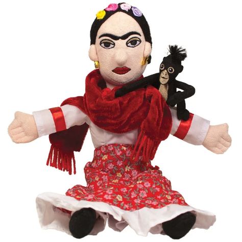 It's a Frida Kahlo doll that comes with a monkey. What else is there even to say? The Frida Kahlo Little Thinker Doll stands about 11 inches tall and wears a traditional Mexican outfit, complete with skirt, blouse, scarf, and even her trademark flowers in her hair. She also has a pretty intense expression on her face w