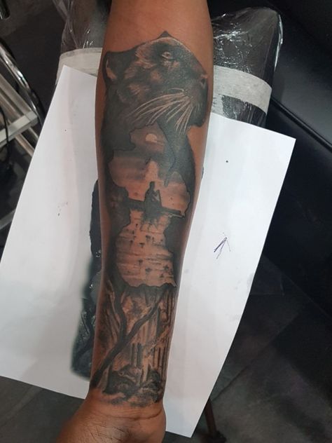 Guyana Tattoo Ideas, Liberian Tattoos, Guyanese Tattoo Ideas, Jungle Themed Tattoo, Ghana Tattoo Ideas, Jamaican Tattoo Ideas For Men, Tattoo Ideas Printable, Guyana Tattoo, African Tattoo Ideas For Men